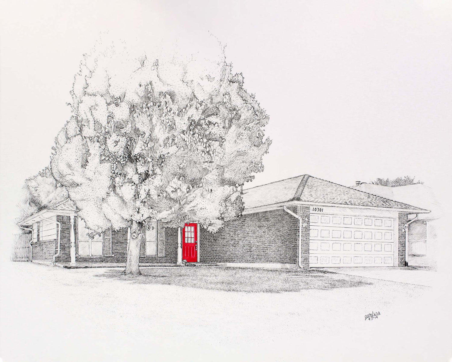 Commissioned Drawing of a House - Pen & Ink
