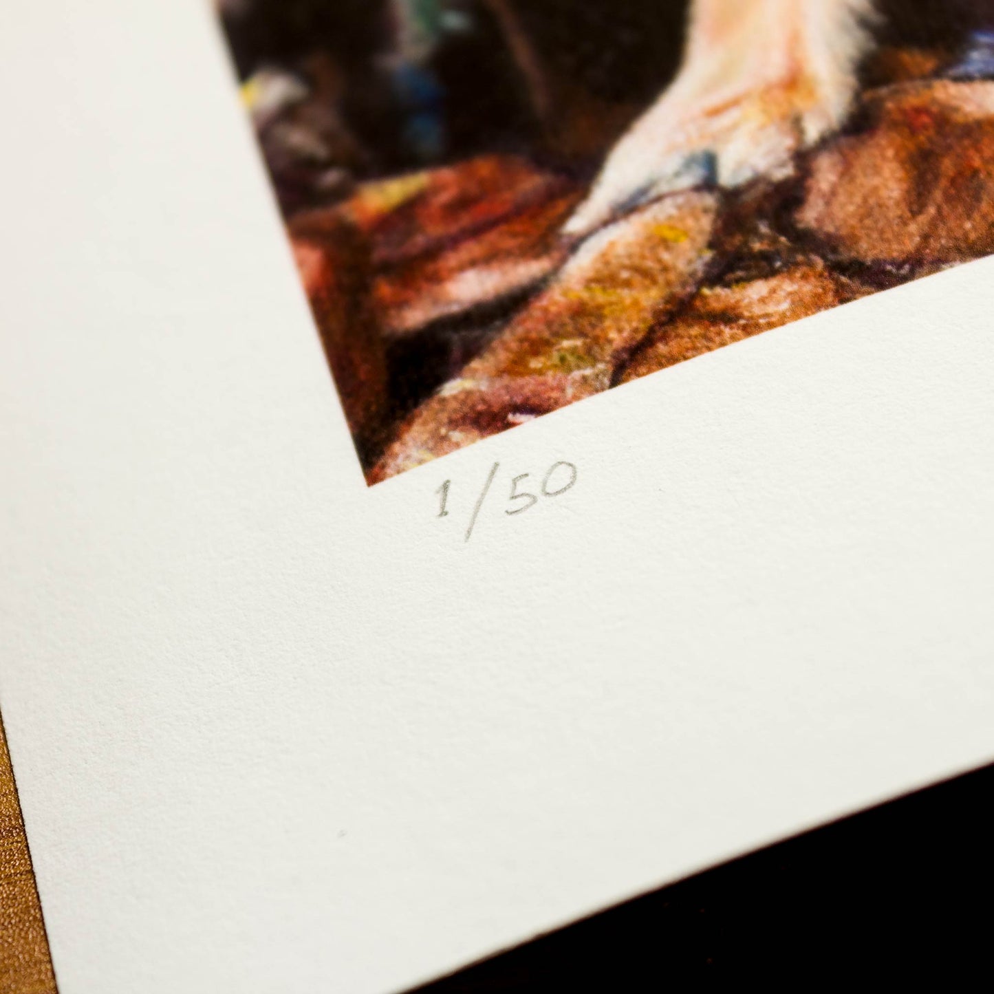 Detail of Signed fine art print by artist Joshua Martin of Rabbit in Woods..