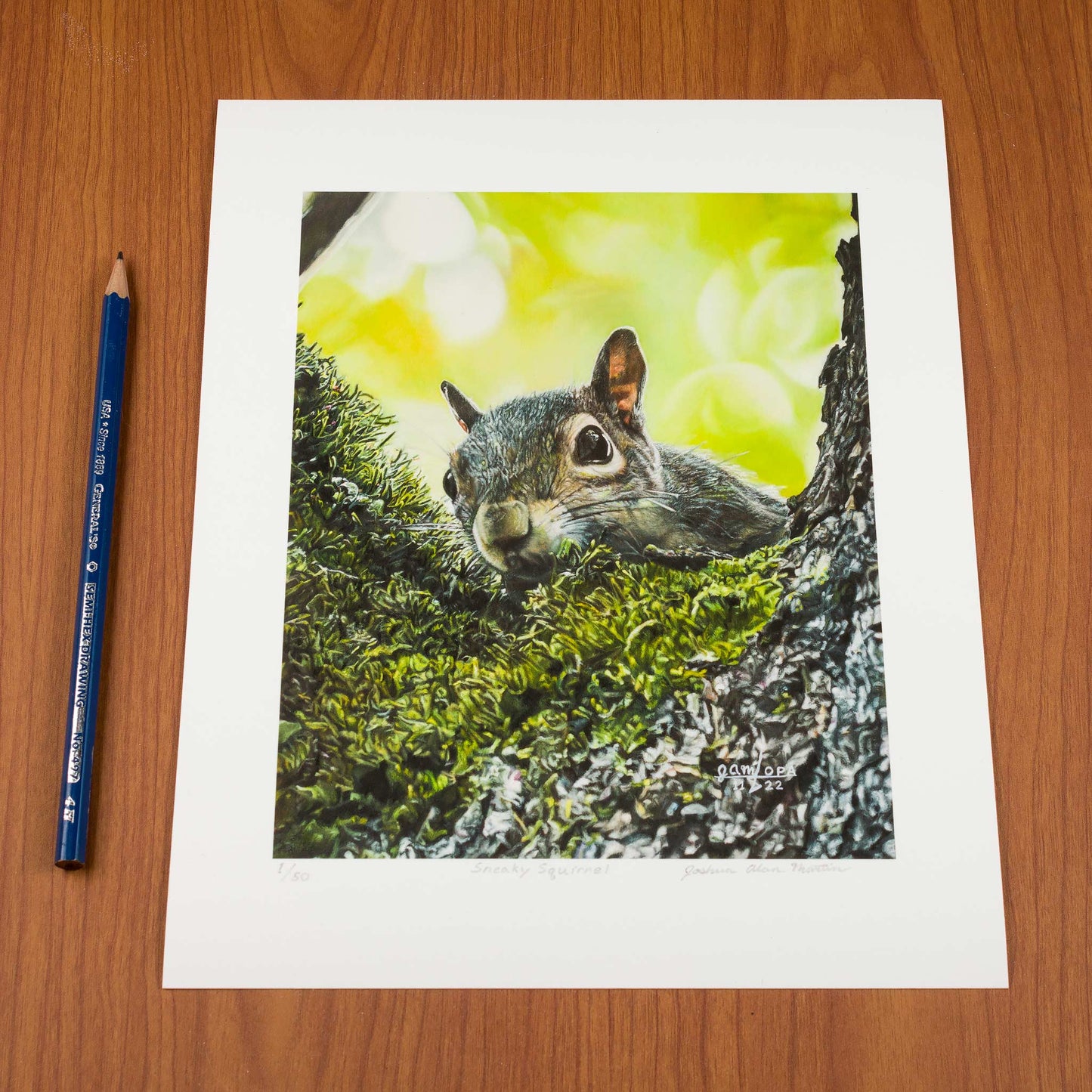 Sneaky Squirrel, Signed Art Print