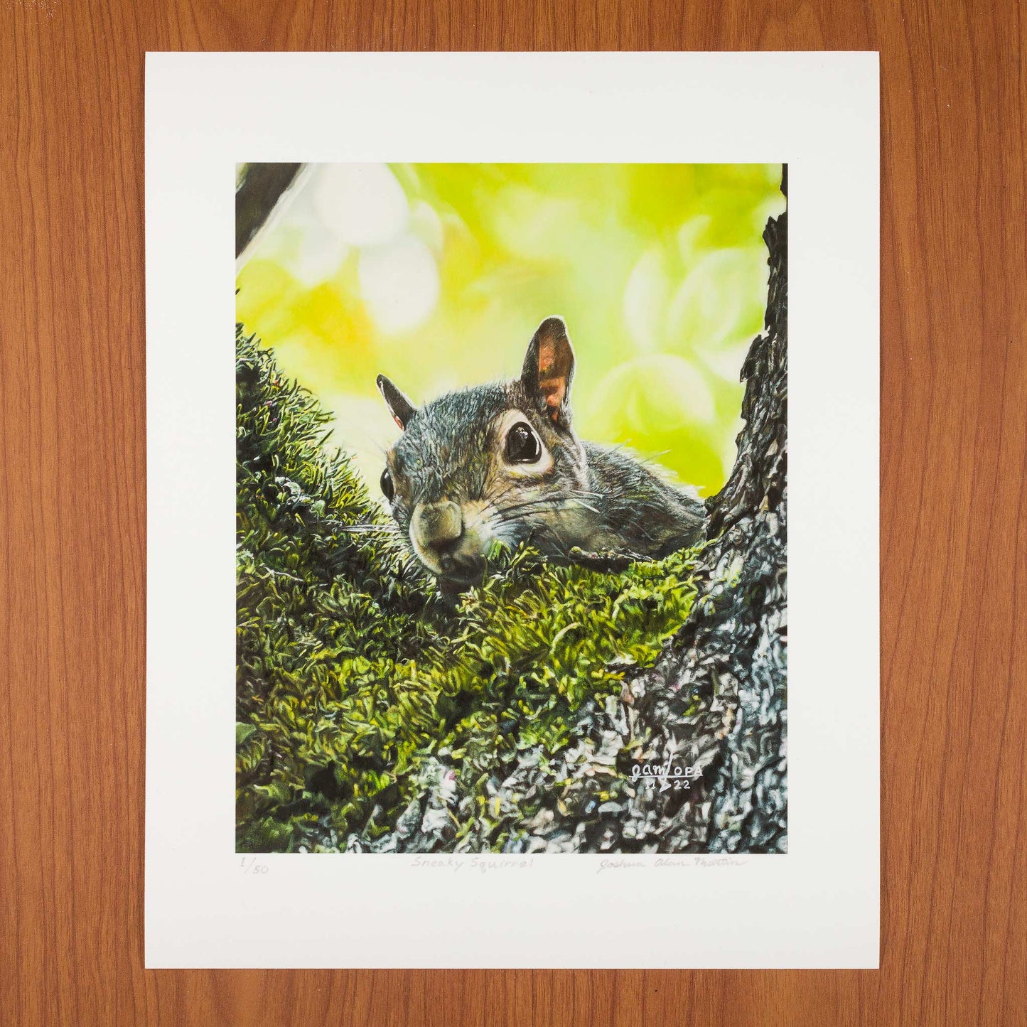 Sneaky Squirrel, Signed Art Print